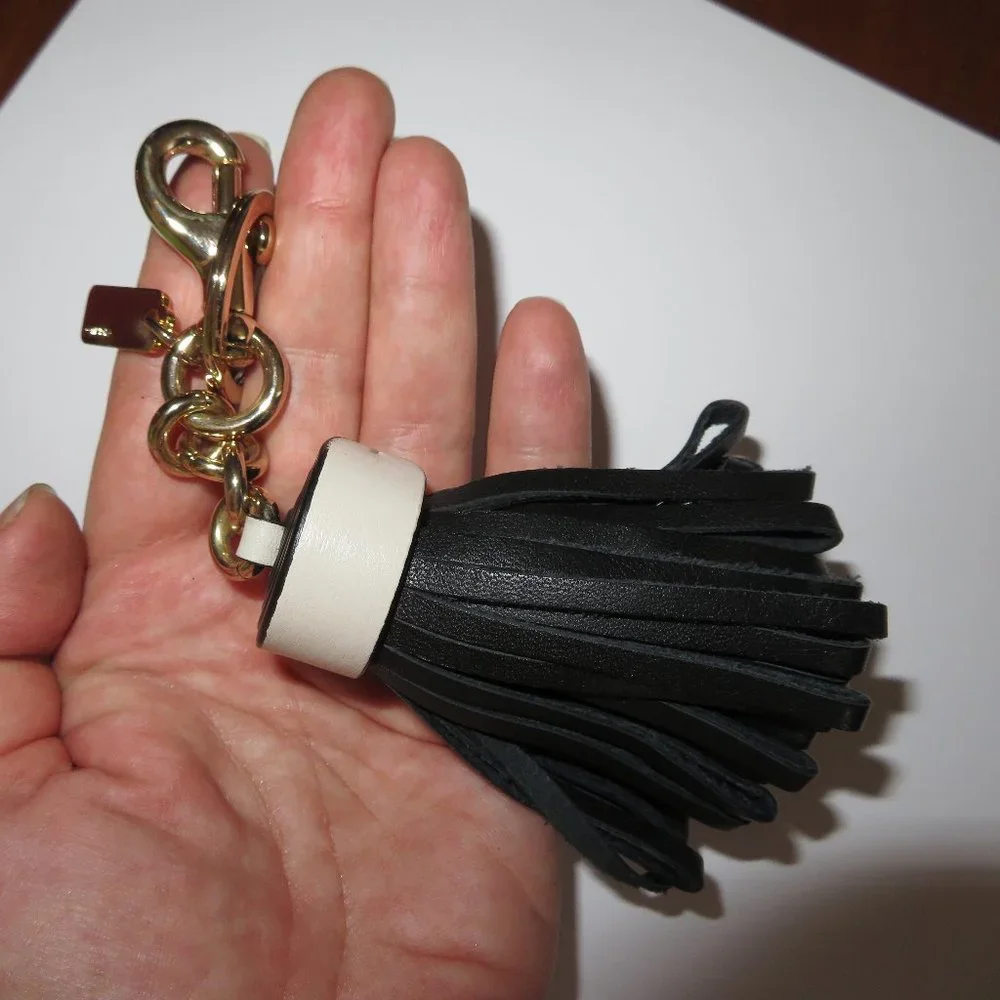 Coach Black And White Key Ring Tussle Key Fob Bag Charm